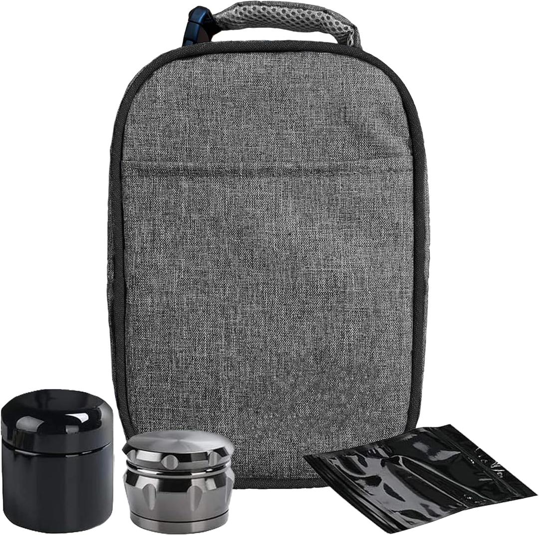 Smell Proof Stash Box for Herbs and Spices - Smell Proof Bag with Grinder, Bags and Container - Take Your Stash With You - Odor Proof Container for Food - Smell proof Lockbox for Discreet Carrying