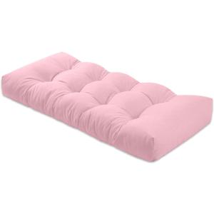 Bench Cushion 27 inches,Indoor/Outdoor Non-Slip Tufted Cushions, Premium Waterproof Linen, Soft Piano Sofa Cushions, Entryway Storage, Bay Window, High-Density Memory Foam(Light Pink-27x12x4in)
