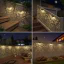 Solar Fence Lights 6 Pack Solar Deck Step Wall Lights Outdoor Waterproof LED Decorations Warm Yellow Light Decorative Lighting for Garden, Front Door, Backyard (Black 1)