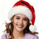 TCJJ Christmas Hats for Adult/Kids/Baby, Santa Hat Unisex Holiday Red Velvet Double Layer Xmas Hat for New Year Festive Party