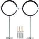 2 Sets Premium Adjustable Pipe Hanger StrapHeavy Duty Galvanized Iron Stove Pipe Metal BracketWall Support Chimney Round Split Ring Dryer Vent Hose Duct PVC Holderwith All Mounting Screws (4-Inch)