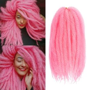 ZRQ 8 Packs Pink Marley Hair Crochet Hair 18 Inch Afro Kinky Marley Braiding Hair, Long Synthetic Springy Afro Twist Hair Extensions (Pink,8 Packs)