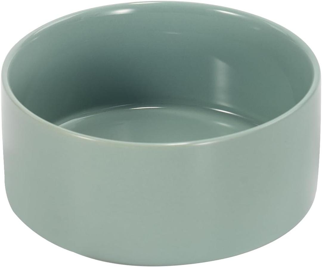 SPUNKYJUNKY 28.7OZ Ceramic Dog and Cat Bowl, Modern Cute Weighted Food Water Bowl for Replacement Morandi Green (1 Pack)
