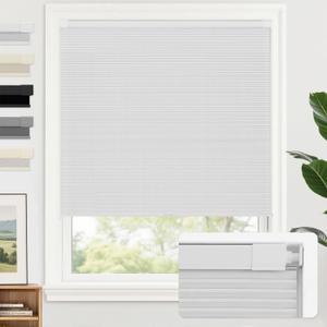AOSKY 100% Blackout No Drill Cellular Shades Blinds for Indoor Windows, No Tools Thermal Insulated Black Out Cordless Honeycomb Blinds for Bedroom Living Room Window, 29" W x 48" H, White