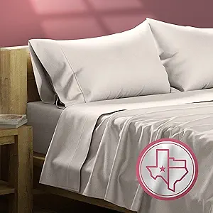 TEXAS LINEN CO. Egyptian Cotton California King Bed Sheets - 800 Thread Count 4 PC Beige Bed Sheet for Calking Size Bed, Sateen Weave Deep Pocket Luxury Hotel Sheets, Extra Soft Cooling Sheets