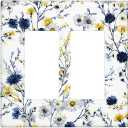 YGMMWP Decorative Light Switch Cover Plate Rustic Blue Flower Yellow Floral 2 Gang Outlet Covers Double Toggle Wall Plates for Electrical Outlets Switch Plate Covers Faceplate for Country Home Decor