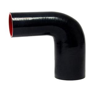 HPS 3/4" - 1" ID, Silicone 90 Degree Elbow Reducer Coupler Hose, High Temp 4-Ply Reinforced, Leg Length on Each Side: 4-1/2", 100 Psi Max. Pressure, SER-8957-BLK, Silicone, Black