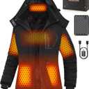 Wulcea Graphene Heated Jacket For Women 12V 18400mAh Fast Charge With Large Capacity (Black)