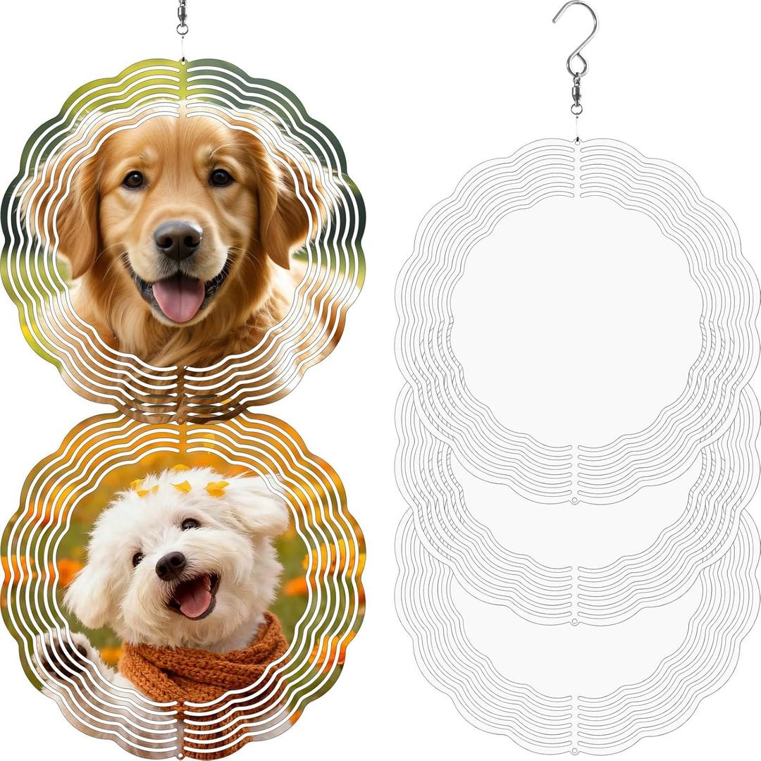10 Pack Sublimation Wind Spinner Blanks, 10 Inch Double-Sided Sublimation Metal Blanks Bulk for Transfer DIY, Aluminum Hanging Wind Spinners for Indoor Outdoor Porch Garden Window Decor