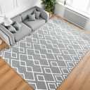 Toneed Geometric Area Rugs Memory Foam Carpet, 6 x 9 Feet Gray Washable Shag Rug Modern Low Pile Moroccan Rug for Bedroom Living Room Dorm Nursery Kids Room Home Decor