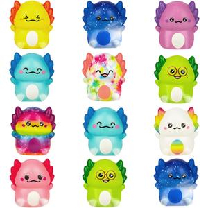 Squishy Axolotls, Axolotl Decor, 12 Pack Colorful Axolotl Squishy Decoration, Axolotl Squeeze Slow Rise Decor for Party Favors