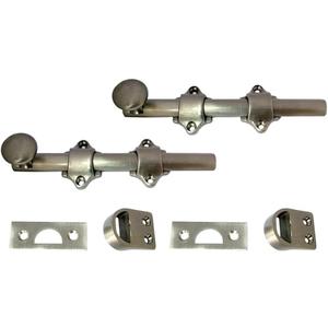 QCAA Solid Brass Dutch Door Bolt, 6", Brushed Satin Nickel, 2 Pack, Made in Taiwan