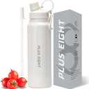 Sports Water Bottle, Insulated Water Bottle With Straw, Stainless Steel Water Bottle Wide Mouth for Sports, Gym or Office, BPA-Free Keep Cold 24H Hot 12H (White, 32 oz), PE-A06