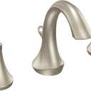 Moen Eva Brushed Nickel Two-Handle High-Arc Widespread Bathroom Faucet, Bathroom Faucets for Sink 3 Hole Setup with Drain Trim, (Valve Required), T6420BN