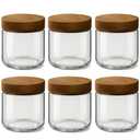 Osfel 10oz 6 Pack Overnight Oats Containers with Lids, Glass Mason Jars with Acacia Wood Airtight Lids, Wide Mouth Meal Prep Storage Jars for Yogurt, Chia Pudding, Salad, Parfait, Snacks, Spice