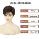 Short Brown Pixie Wig Synthetic Layered Cosplay Hair Full Wigs for White Women (Brown mixed Blonde)