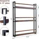 MyGift 3-Tier Wall Mounted Plate Display Rack Industrial Matte Black Metal & Dark Burnt Wood Storage for 6-10 Inch Plates, Decorative Plate Holder for Kitchen or Dining Room, 22.2 X 3.2 X 27 Inches