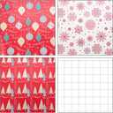 Merture Christmas Wrapping Paper Roll Set - 3 Rolls - 17 In X 120 In, Gift Wrap with Foil Jingle Bell, Snowflakes, Christmas Tree Design, Red & White