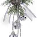 Kurt Adler J3635 Silver and White Metal Bell with Pinecone Door Hanger, 13 inches