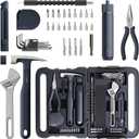 HOTO 40-Piece Tool Kit, Household Essentials Tool Set w/Smart Electric Screwdriver (LED, 3 Torque) + 14 Tools & 26 Accessories | Pro-Grade Compact Organizer for Home, Dorm Repairs, DIY