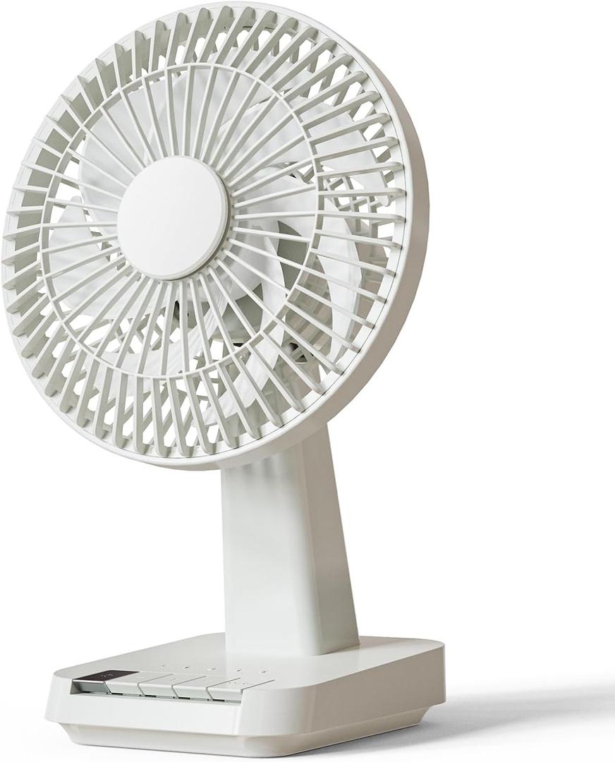 CARONSORT Small Desk Fan, Table Oscillating Fans for Bedroom, Rechargeable Battery Operated 6-inch Mini Fan, 4 Speeds, Quiet Fan with Night Light for Home/Dorm Room/Bedroom/Office
