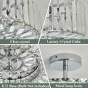 Piepooye 4 Lights Modern Crystal Chandelier Chrome Round Semi Flush Mount Ceiling Light Fixture Farmhouse Chandelier for Dinning Room Living Room Bedroom Hallway Entryway Kitchen