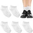 6 Pack Girls White Socks White Socks With Ruffles Kids Ruffles Sock Girls School Uniform Kids Cotton Crew Ankle Cute Frilly Dress Sock 6-8Years (White)