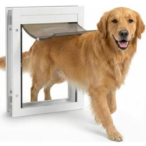 Dog Door for Large Dogs, X-Large Aluminum Frame Pet Door with 2-Way Lock, Easy Install on Interior Door/Screen/Wall, Weatherproof Magnetic Flap (X-Large, White)