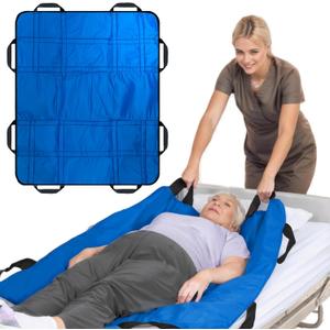 Upgraded 3-Layer Comfort Positioning Bed Pad with Handles 48" x 40" Washable Waterproof Transfer Board for Turning Inconvenience Care Transfer Sheet (Lake Blue)