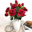 ATFL Fake Red Roses Flowers, 6 Pcs Faux Silk Real Touch Moisturizing Artificial Rose Flowers for Decoration DIY Wedding Party Home Office Decoration and Dining Table Centerpiece (6, red)