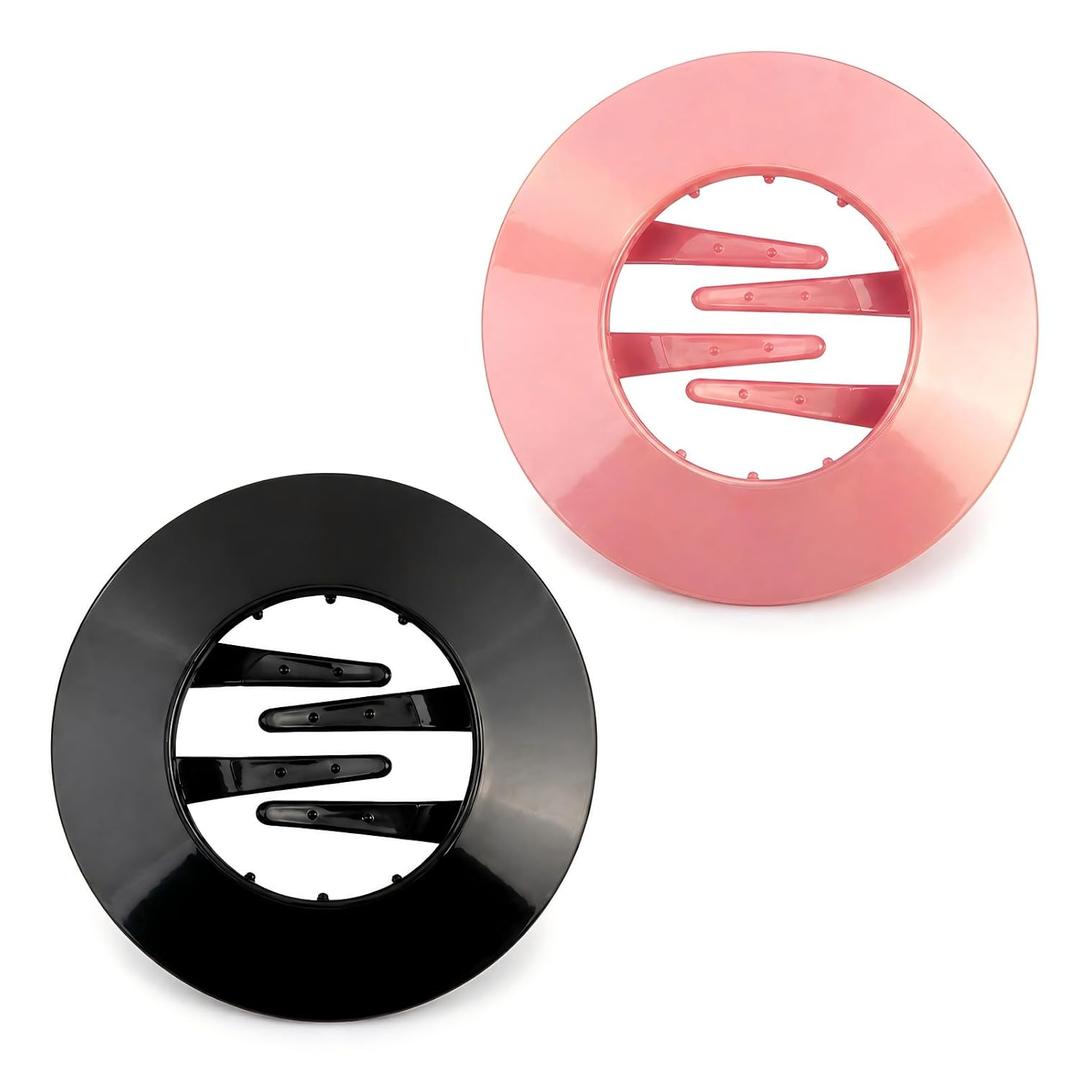 2 Pcs Flexible Flat Hair Clips for Women, Glossy Non-Slip Flat Claw Clips for Thick Hair, Easy Grip French Hair Barrettes, No Crease Styling Accessories for Thin Long Hair (2, Black + Pink)