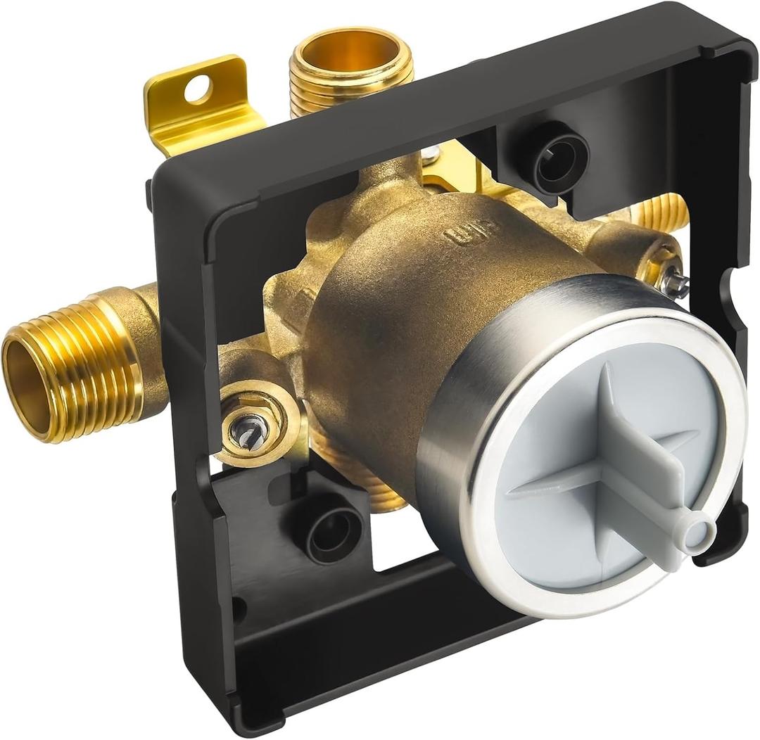 Shower Valve for Delta R10000-UNWS, 4 Port 1/2 Inch Connection 1-Pack, R10000 Valve Kit Compatible with Delta MultiChoice 13 14 17 17T Shower and Tub Trim Faucet, Brass Construction With Stops