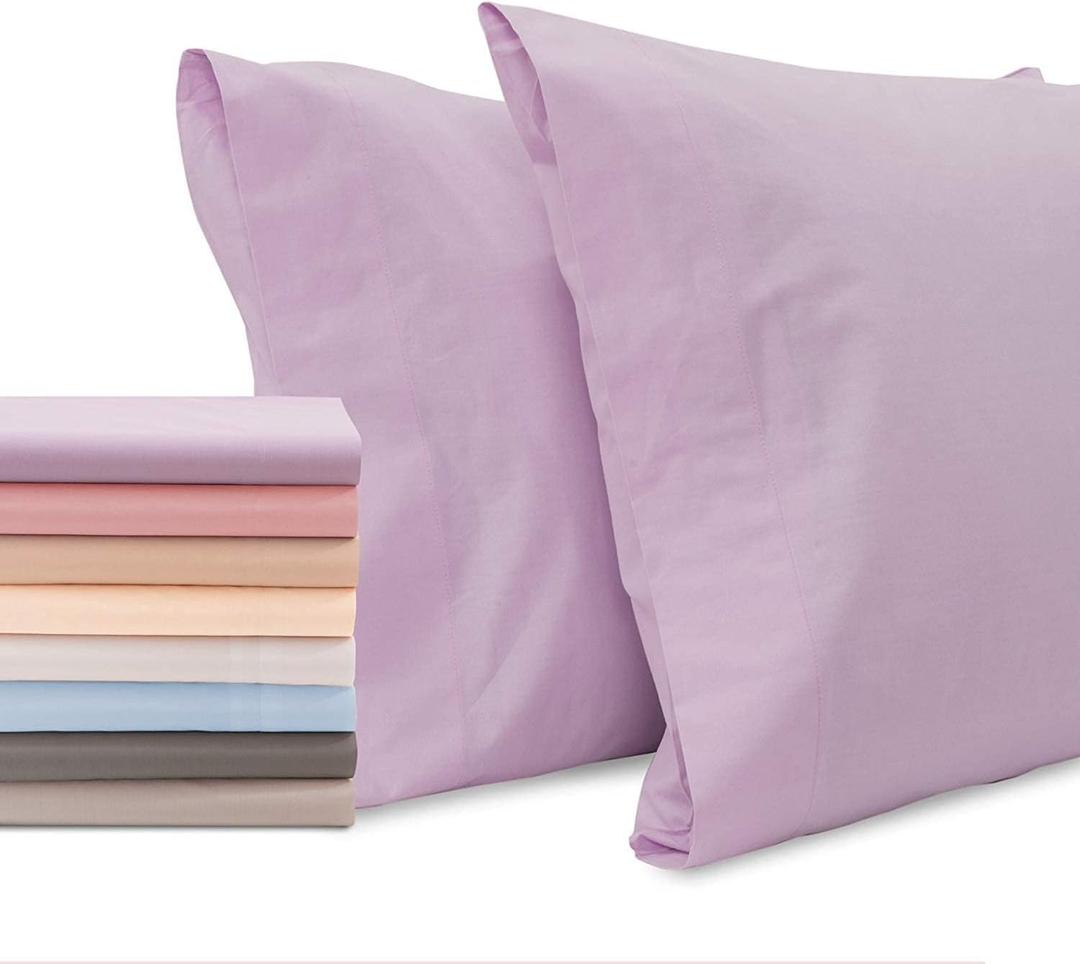 Superity Linen Pillow Cases King Size - Open Enclosure - 2 Pack - 100% Soft and Comfortable Premium Cotton - Lavender