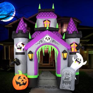 Holidayana Halloween Haunted House Inflatables, 12ft Archway, Large Inflatable, Outdoor Decorations, Blowups Arch, Premium Yard Decorations LEDs