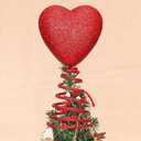 Mini Glitter Heart Shape Tree Topper Valentine Day Ornaments Heart Glitter Tree Hat Valentines Home Decorations (Red, OneSize)