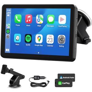 Wireless CarPlay Android Auto Car Screen, Bluetooth AirPlay Touch Screen Protable Car Stereo Naivgation Music Video Player Mirrorring, Siri, AUX, Voice Assistant