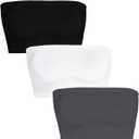 Womens Tube Tops Summer Bandeau Casual Crop Top Going Out Strapless Tank Basic Short Shirt, Small