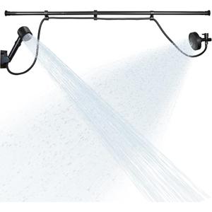 Dual Shower Head for Two People - Double Shower Heads with 31.5"-80.7" Rod & 78.7" Hose, High Pressure Adjustable Tandem Shower System for Couples - 6+3 Flow Settings, Easy to Install