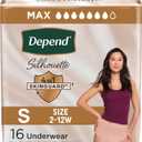 Depend Silhouette Adult Diapers, Incontinence & Postpartum Bladder Leak Underwear for Women, Maximum Absorbency, Small, Pink, 16 Count