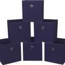 Foldable Storage Cubes Bins ,11 Inch Cloth Storage Cube Fabric Storage Box Cubes Organizer Baskets with Handles for Home Organizer Set of 6 (Navy Blue)
