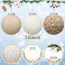Soulchen12 Pcs 3.15 Inch Neutral Fur Christmas Ball Bulk Sherpa Christmas Tree Ornaments Round Hanging Decoration for Party Supplies Holiday Rustic Fireplace Mantel Home Wall Decor