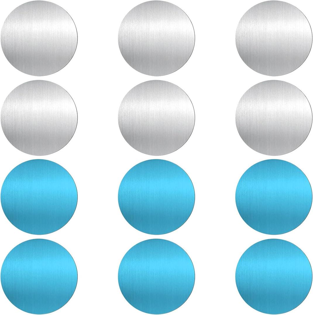 12 Pcs Under Cabinet Lights Magnetic Sticky Replacement Magnetic Strips with Adhesive Backing Metal Adhesive Backing Plate Round Blue Tape Strips for Magnetics LED Counter LightsNot Magnets