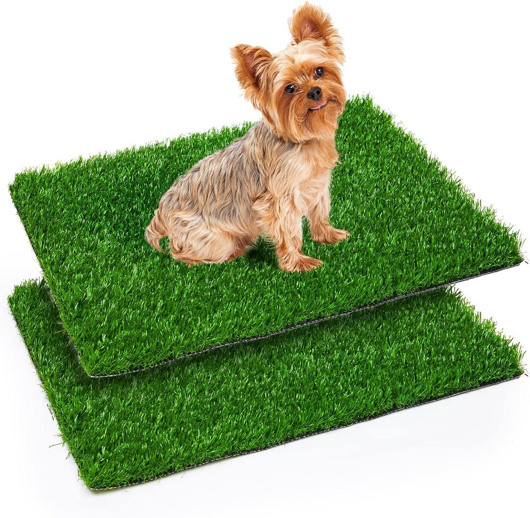 Artificial Pee Grass Pad for Dogs, Fake Grass Replacement Pads for Dog Potty Tray Training Pet Turf, Indoor and Outdoor Mat- 2 Packs (14" x 18")