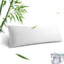 Body Pillowcase, Cooling Viscose from Bamboo Pillow Cover with Zipper Closure, Soft Moisture-Wicking for Hot Sleepers, Hair and Skin-Friendly, White, 1 Pack