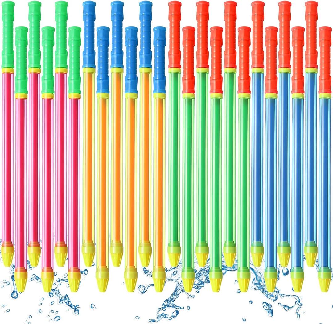 Sotiff 24 Pieces 22.4 Inch Crayon Water Guns Water Tube Squirters, Suction Gun Shooter Beach Pool Toys Squirt Squirters for Summer Game Party Favors