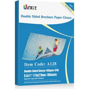 Uinkit 100 sheets Brochure Paper Glossy Double Sided 8.5x11 Inkjet 37lb 140gsm Dye ink Thin Photo Picture Flyer Calendar Magazine CD Cover letter