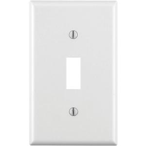 Leviton 1-Gang Toggle Device Switch Wallplate, Standard Size, Thermoset, Device Mount, 88001, White