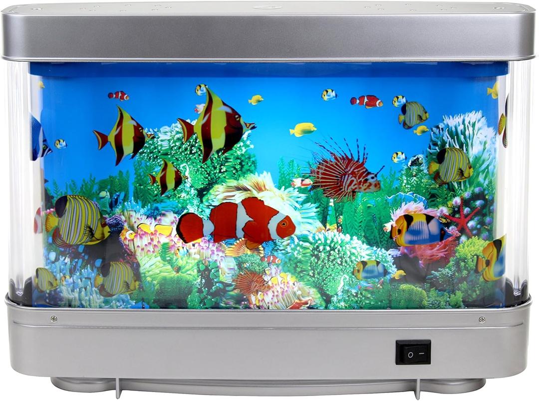 Lightahead Sensory Artificial Aquarium Lamp  LED Virtual Fake Fish Tank with Moving Marine Life Animation Ocean in Motion Relaxing Ocean Scene Night Light for Kids and Adults (Marine Life A)
