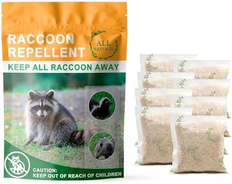 Natural Raccoon Repellent Granules – 8-Pack (25g per Bag) | Eco-Friendly, Non-Toxic & Long-Lasting Protection with Garlic, Peppermint & Wintergreen Oils | Safe for Pets and Children