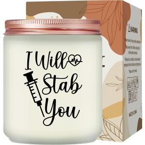 Maybeone Nurse Gifts for Women Christmas Appreciation Graduation Gift for School Nurses Week Gifts -I Will Stab You 7 Oz Lavender Scented Candle